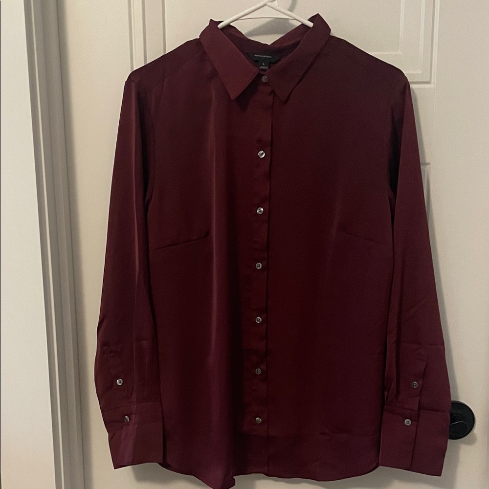 Banana Republic Factory Burgundy Button-Up Blouse